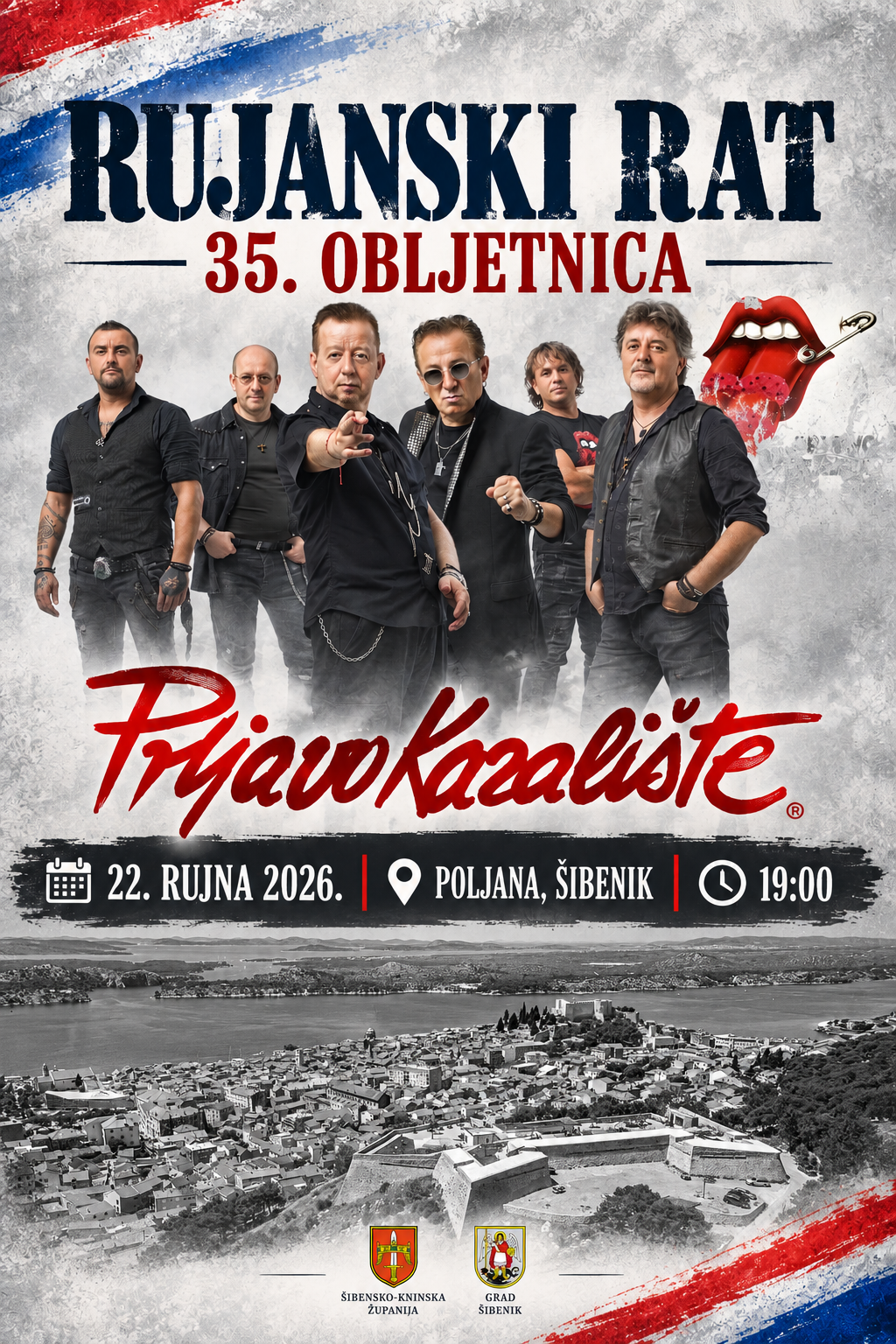 Središnja svečanost 35. obljetnice Rujanskog rata 22. rujna u Šibeniku: Mimohod branitelja, Tehničko-taktički zbor naoružanja i koncert Prljavog kazališta